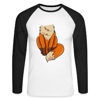 Fox Costume - Unisex Long Sleeve Baseball T-Shirt - white/black - Front - Nik (191cm)
