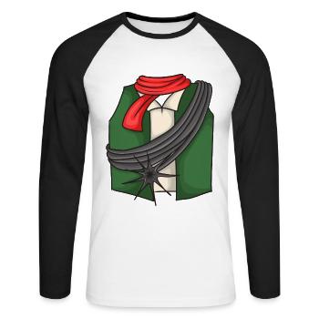 Costume de ramoneur - T-shirt baseball manches longues Homme - blanc/noir - Devant - Nik (191cm)