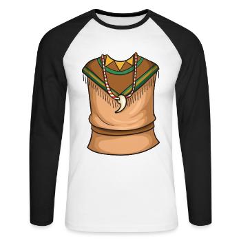 Costume indien - T-shirt baseball manches longues Homme - blanc/noir - Devant - Nik (191cm)