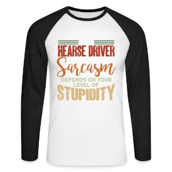 Funny hearse driver saying gift - Unisex Long Sleeve Baseball T-Shirt - white/black - Front - Nik (191cm)