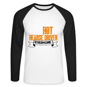 Funny hearse driver saying gift - Unisex Long Sleeve Baseball T-Shirt - white/black - Front - Nik (191cm)