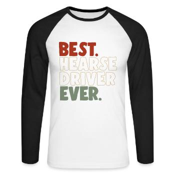 Meilleur chauffeur de corbillard de tous les temps - T-shirt baseball manches longues Homme - blanc/noir - Devant - Nik (191cm)