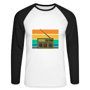 Amateur Radio Radio Funkter Cadeau - T-shirt baseball manches longues Homme - blanc/noir - Devant - Nik (191cm)