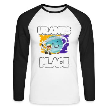 Uranus Planet Gift - Unisex Long Sleeve Baseball T-Shirt - white/black - Front - Nik (191cm)