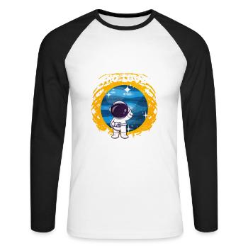 Fille Vénus Cadeau - T-shirt baseball manches longues Homme - blanc/noir - Devant - Nik (191cm)
