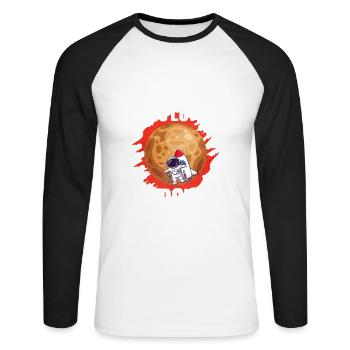 Merkur Planet Geschenk - Unisex Baseballshirt langarm - Weiß/Schwarz - Vorne - Nik (191cm)
