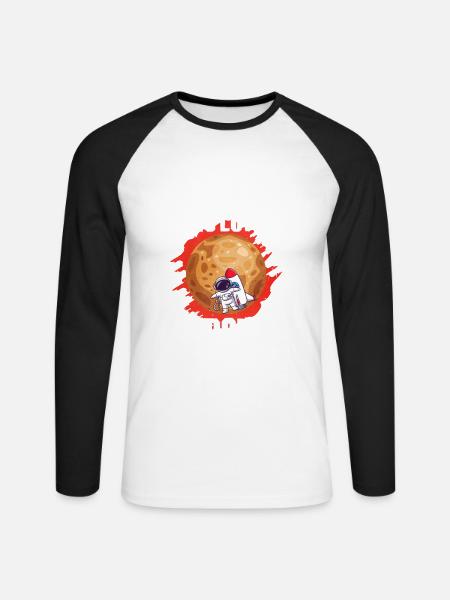 Merkur Planet Geschenk - Unisex Baseballshirt langarm - Weiß/Schwarz