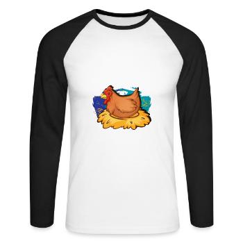 Poulets - T-shirt baseball manches longues Homme - blanc/noir - Devant - Nik (191cm)
