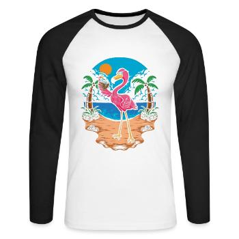 Flamant - T-shirt baseball manches longues Homme - blanc/noir - Devant - Nik (191cm)