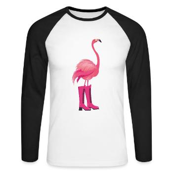 Flamant - T-shirt baseball manches longues Homme - blanc/noir - Devant - Nik (191cm)