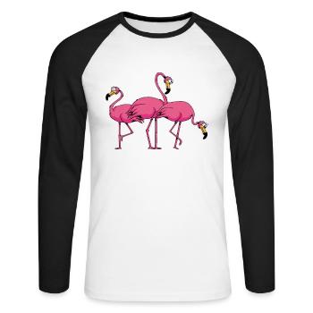 Flamingo - Unisex Long Sleeve Baseball T-Shirt - white/black - Front - Nik (191cm)