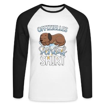 Offizielles Schlafshirt Golden Labrador - Unisex Baseballshirt langarm - Weiß/Schwarz - Vorne - Nik (191cm)