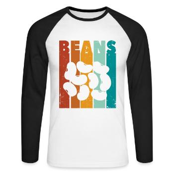 Haricots - T-shirt baseball manches longues Homme - blanc/noir - Devant - Nik (191cm)