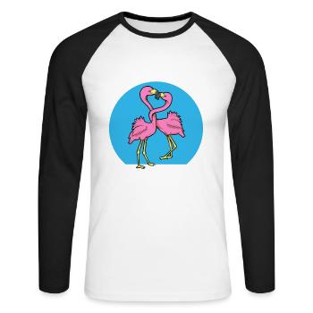 Flamingo Funny Party Gift - Unisex Long Sleeve Baseball T-Shirt - white/black - Front - Nik (191cm)