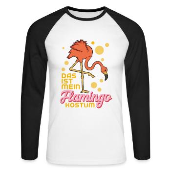 Das Ist Mein Flamingo Kostüm - Unisex Baseballshirt langarm - Weiß/Schwarz - Vorne - Nik (191cm)