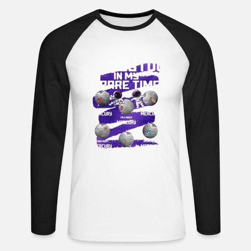 Merkur - Unisex Baseballshirt langarm - Weiß/Schwarz