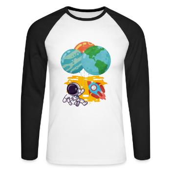 Ballon terrestre de l’astronaute Pluton Neptune - T-shirt baseball manches longues Homme - blanc/noir - Devant - Nik (191cm)