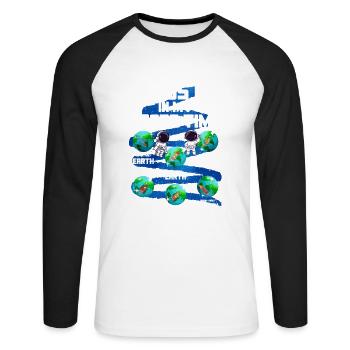 Terre - T-shirt baseball manches longues Homme - blanc/noir - Devant - Nik (191cm)