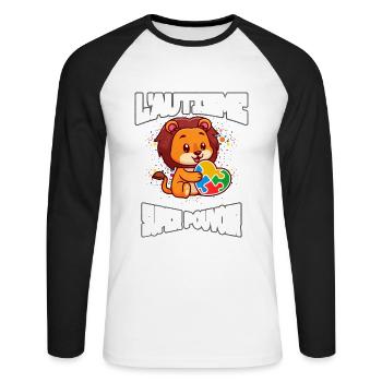 Cadeau autisme autisme - T-shirt baseball manches longues Homme - blanc/noir - Devant - Nik (191cm)