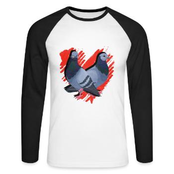 Taube - Unisex Baseballshirt langarm - Weiß/Schwarz - Vorne - Nik (191cm)