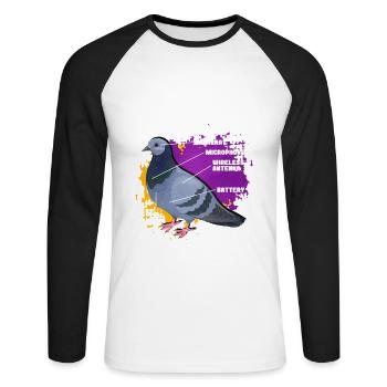 Taube - Unisex Baseballshirt langarm - Weiß/Schwarz - Vorne - Nik (191cm)