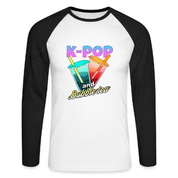 K Pop Und Bubble Tee - Unisex Baseballshirt langarm - Weiß/Schwarz - Vorne - Nik (191cm)