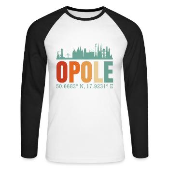 Poland Opole.Skyline - Unisex Long Sleeve Baseball T-Shirt - white/black - Front - Nik (191cm)