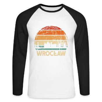 Pologne Wroclaw Skyline - T-shirt baseball manches longues Homme - blanc/noir - Devant - Nik (191cm)