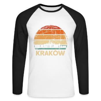 Polen Krakow Skyline - Unisex Baseballshirt langarm - Weiß/Schwarz - Vorne - Nik (191cm)