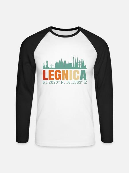 Polen Legnica Skyline - Unisex Baseballshirt langarm - Weiß/Schwarz