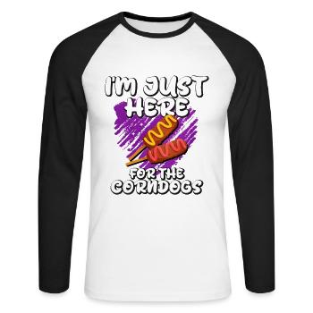 Corn Dog Essen Liebe Geschenk - Unisex Baseballshirt langarm - Weiß/Schwarz - Vorne - Nik (191cm)