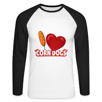 Corn Dogs Love - Unisex Long Sleeve Baseball T-Shirt - white/black - Front - Nik (191cm)