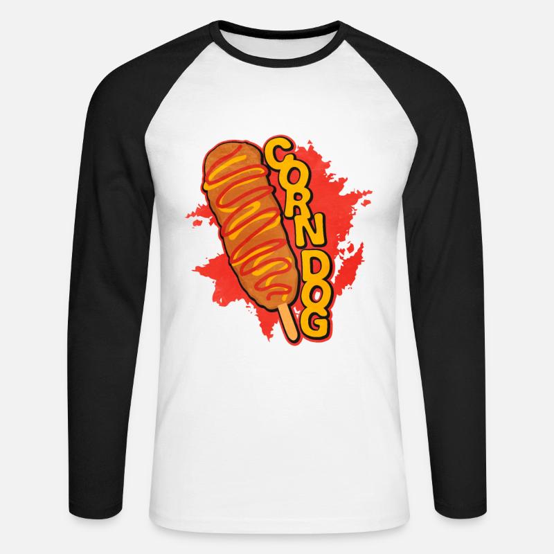 Corn Dog - Unisex Baseballshirt langarm - Weiß/Schwarz