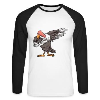 Vautour - T-shirt baseball manches longues Homme - blanc/noir - Devant - Nik (191cm)