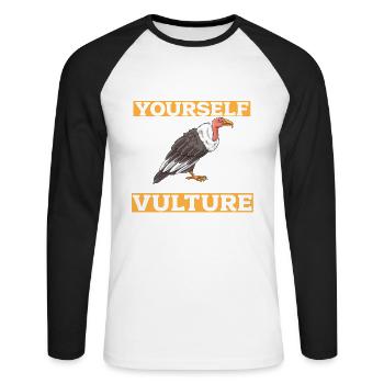 Vautour - T-shirt baseball manches longues Homme - blanc/noir - Devant - Nik (191cm)