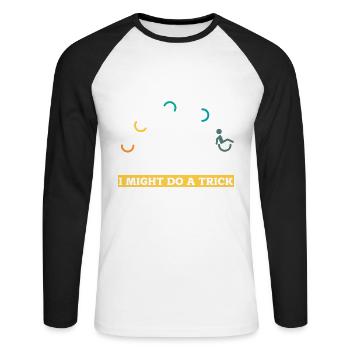 fauteuil roulant - T-shirt baseball manches longues Homme - blanc/noir - Devant - Nik (191cm)