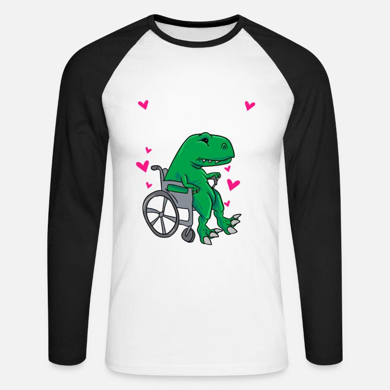 Rollstuhl - Unisex Baseballshirt langarm - Weiß/Schwarz
