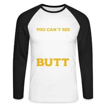 Rollstuhl - Unisex Baseballshirt langarm - Weiß/Schwarz - Vorne - Nik (191cm)