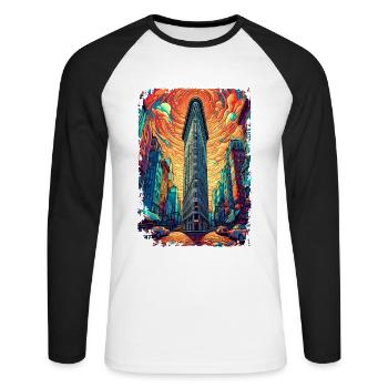 New York - Unisex Long Sleeve Baseball T-Shirt - white/black - Front - Nik (191cm)