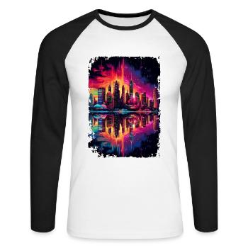 New York - T-shirt baseball manches longues Homme - blanc/noir - Devant - Nik (191cm)