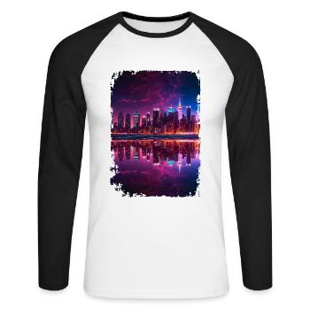New York - T-shirt baseball manches longues Homme - blanc/noir - Devant - Nik (191cm)