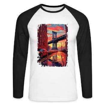 New York - T-shirt baseball manches longues Homme - blanc/noir - Devant - Nik (191cm)