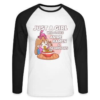 Scorpion - Unisex Baseballshirt langarm - Weiß/Schwarz - Vorne - Nik (191cm)