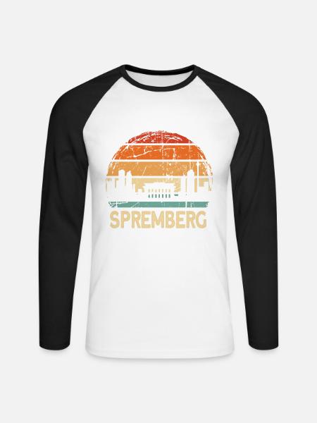 Spremberg - Unisex Baseballshirt langarm - Weiß/Schwarz