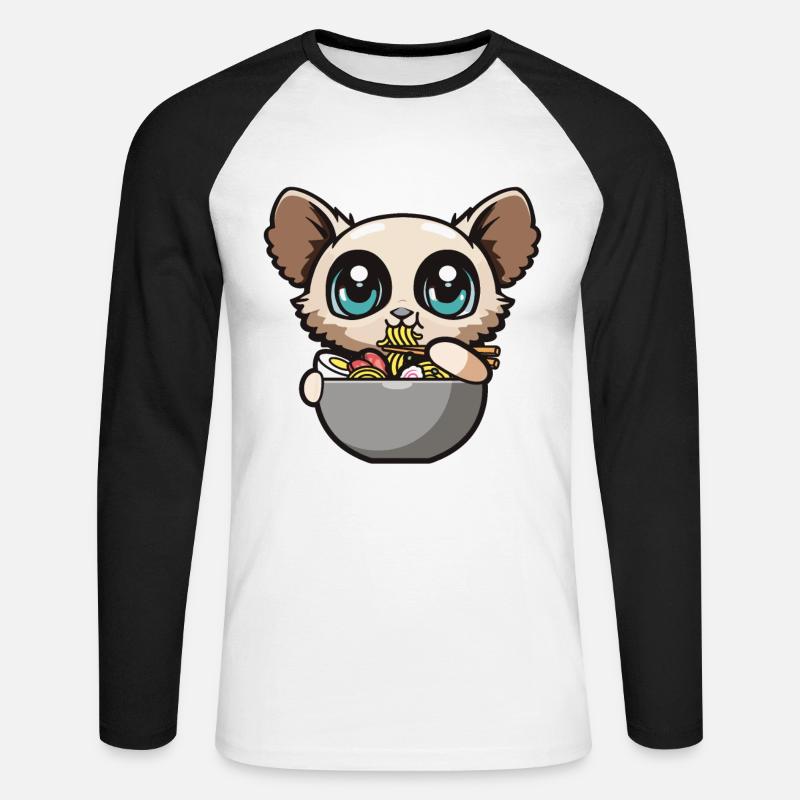 Galago - Unisex Baseballshirt langarm - Weiß/Schwarz