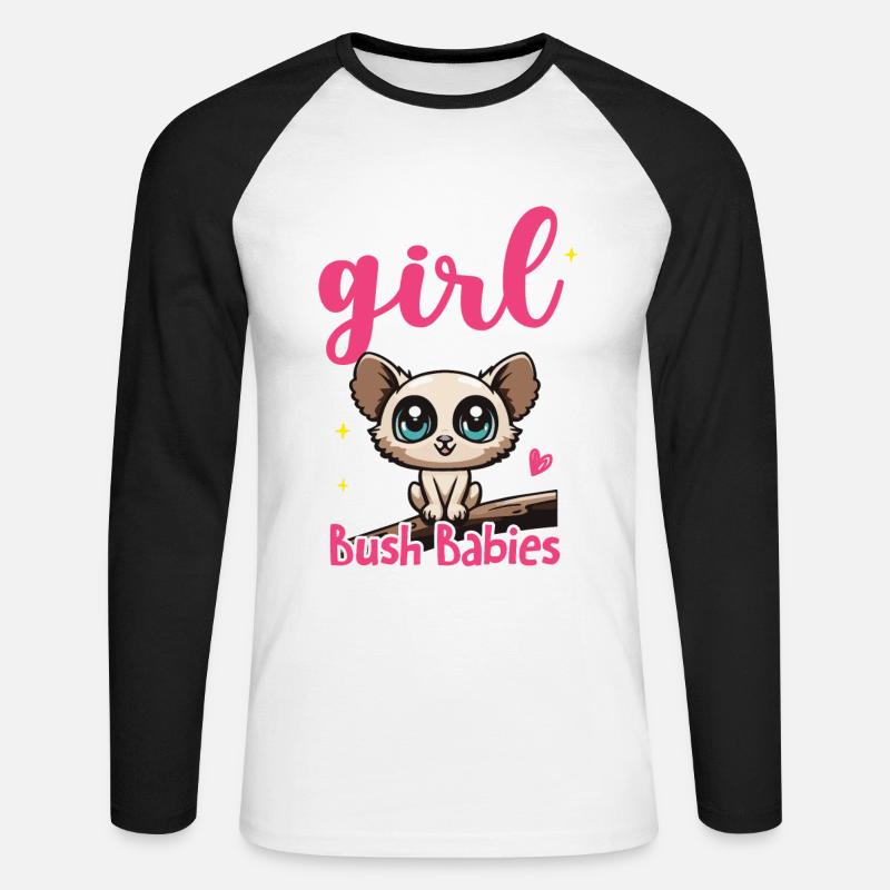 Galago - Unisex Baseballshirt langarm - Weiß/Schwarz