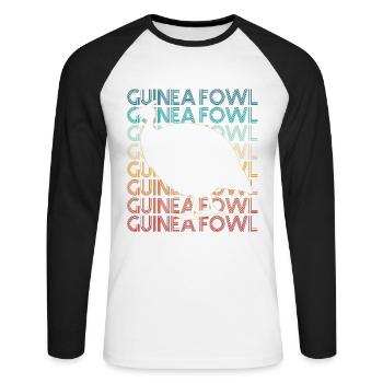 Perlhuhn - Unisex Baseballshirt langarm - Weiß/Schwarz - Vorne - Nik (191cm)