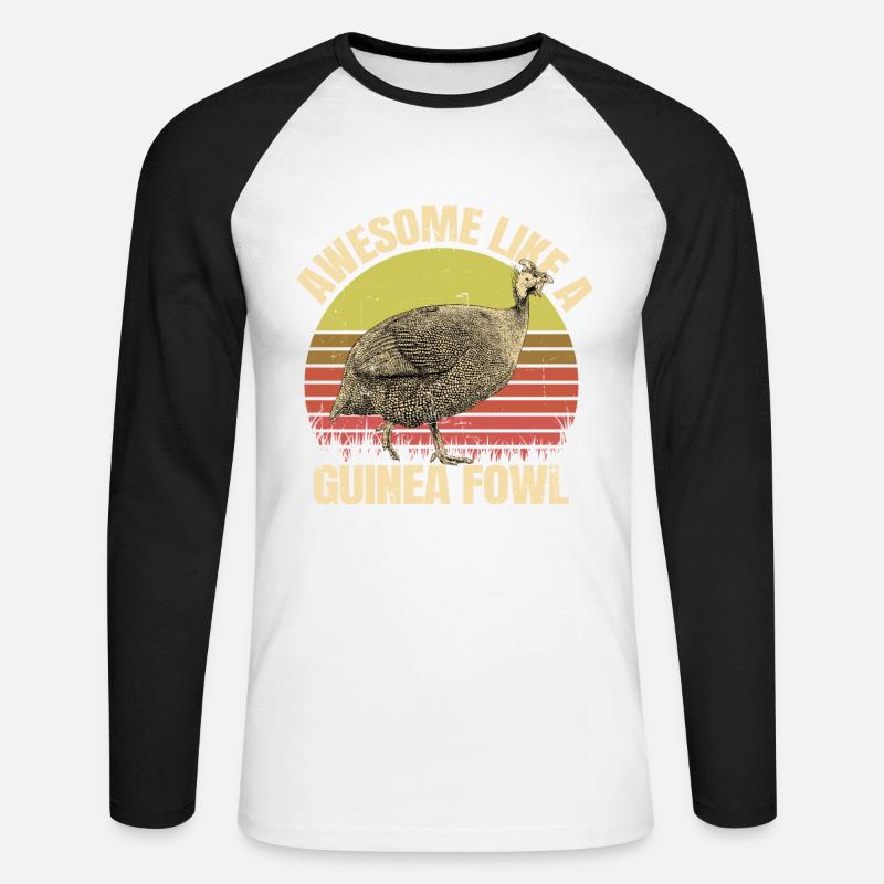 Perlhuhn - Unisex Baseballshirt langarm - Weiß/Schwarz
