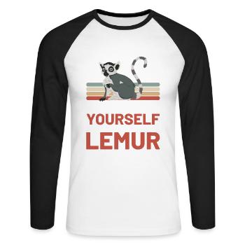 Lemur - Unisex Long Sleeve Baseball T-Shirt - white/black - Front - Nik (191cm)