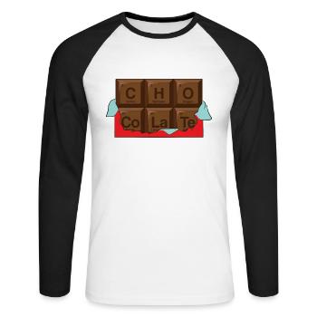 Periodic table of chocolate - Unisex Long Sleeve Baseball T-Shirt - white/black - Front - Nik (191cm)